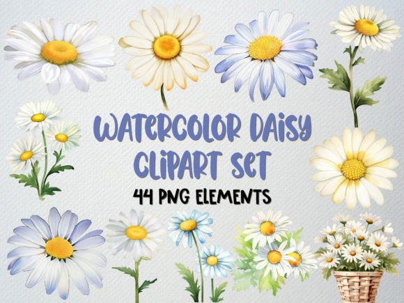 Download Watercolor Daisy Clipart, Floral Clipart - Clipart Collection