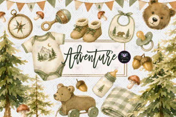 Download Woodland Adventure Baby Shower Clipart - Clipart Collection