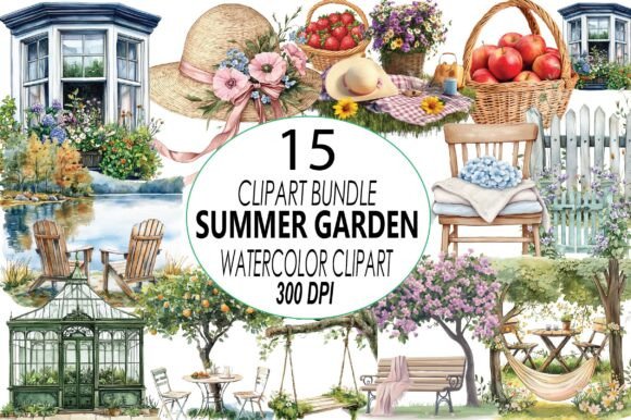 Download Watercolor Summer Garden Clipart - Clipart Collection