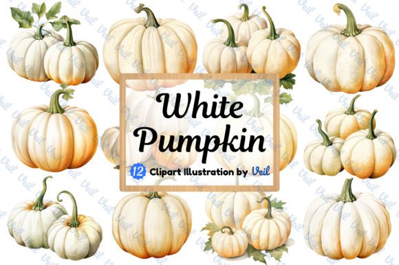 Download White Pumpkin Clipart Watercolor Bundle - Clipart Collection