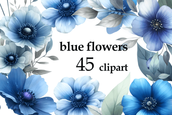 Download Watercolor Blue Flowers PNG Clipart - Clipart Collection
