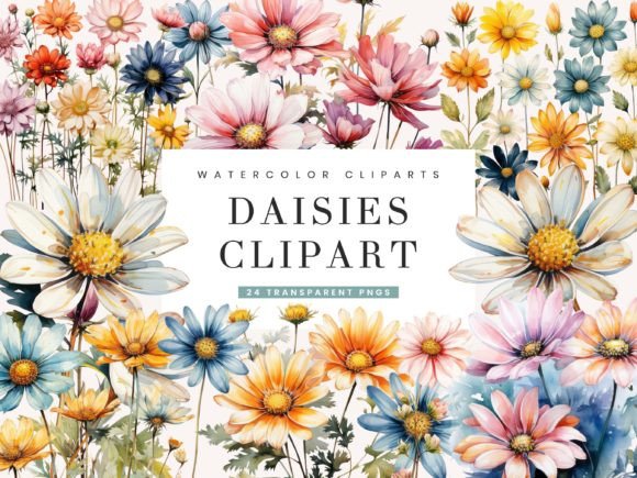 Download Watercolor Daisies Clipart Bundle - Clipart Collection