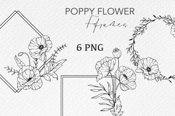 Download Poppy Frames LINE ART. Poppy CLIPART - Clipart Collection