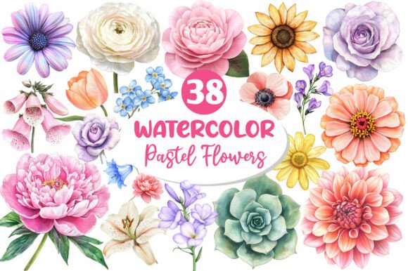 Download Watercolor Pastel Flowers Clipart - Clipart Collection