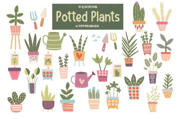 Download Potted Plants Clipart Set - Clipart Collection