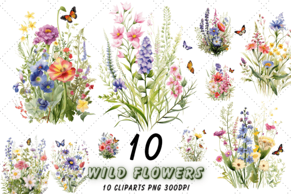 Download Watercolor Wild Flowers Clipart Bundle - Clipart Collection
