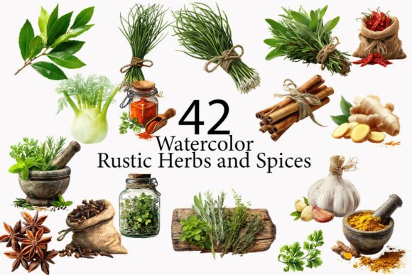 Download Rustic Herbs and Spices Clipart  - Clipart Collection