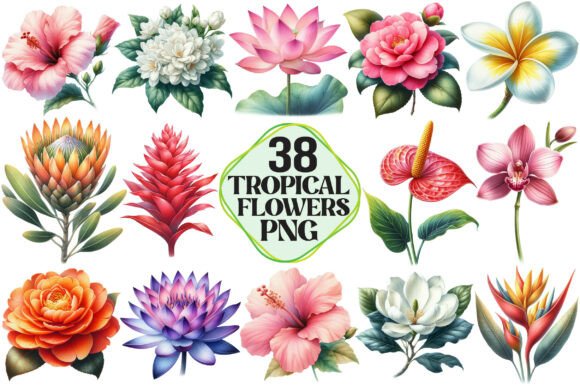Download Watercolor Tropical Flowers Clipart - Clipart Collection