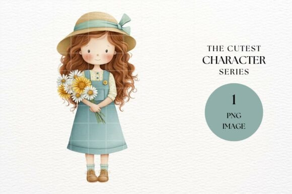 Download Girl with Daisies Clipart PNG - Clipart Collection