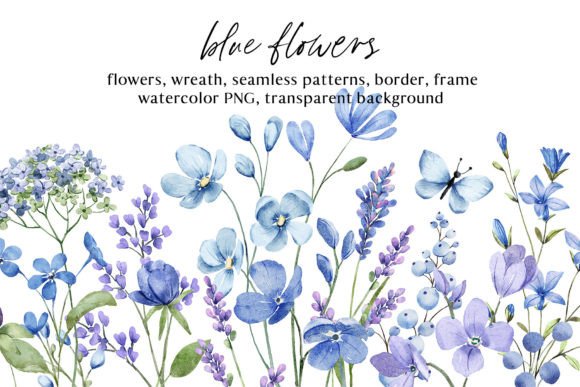 Download Blue Flowers Watercolor PNG Clipart. - Clipart Collection