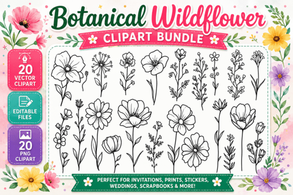 Download Botanical Wildflower Digital Clipart PNG - Clipart Collection