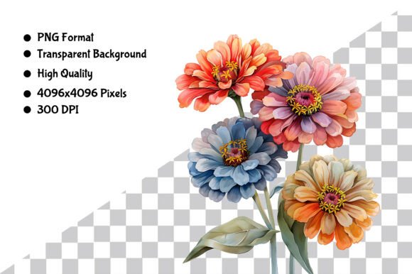 Download Watercolor Zinnia Flower PNG Clipart - Clipart Collection
