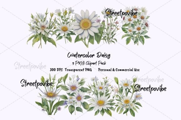 Download Daisy Flower Watercolor Clipart PNG Pack - Daisy flower watercolor clipart Collection