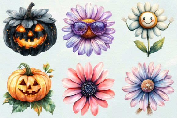 Download Groovy Halloween Daisies Clipart - Clipart Collection