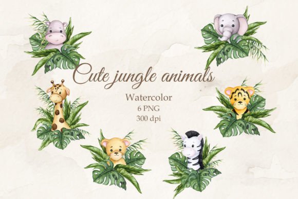 Download Cute Jungle Animals. Watercolor Cliparts - Clipart Collection