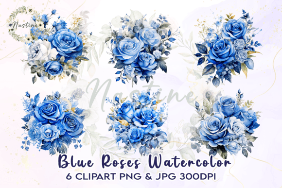 Download Blue Roses Watercolor Clipart - Clipart Collection