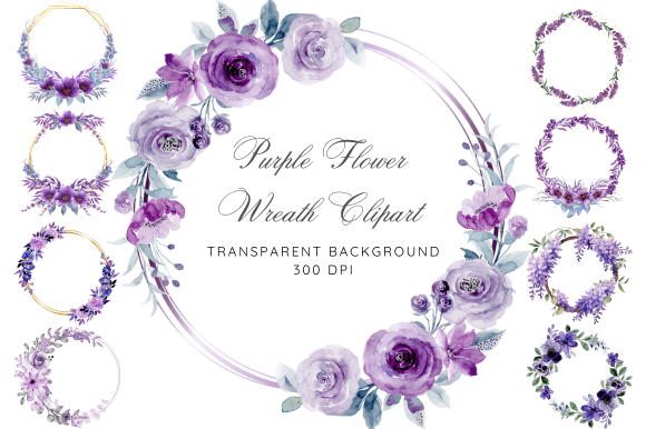 Download Purple Flower Wreath Clipart - Clipart Collection