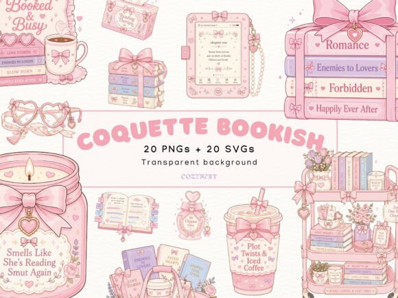 Download Coquette Bookish Cliparts, Romance Books - Clipart Collection