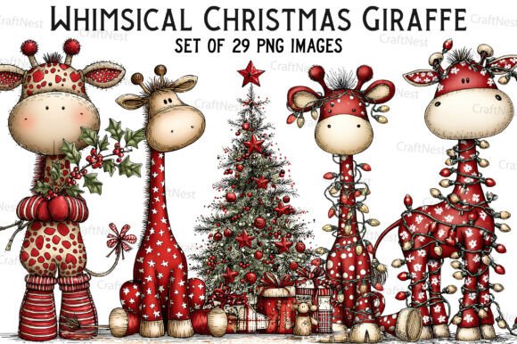 Download Whimsical Christmas Giraffe Clipart - Clipart Collection