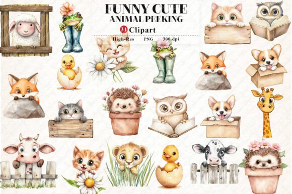 Download Funny Cute Animal Peeking Clipart - Clipart Collection