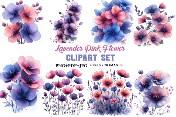 Download Lavender Pink Flower Clipart Set - Clipart Collection