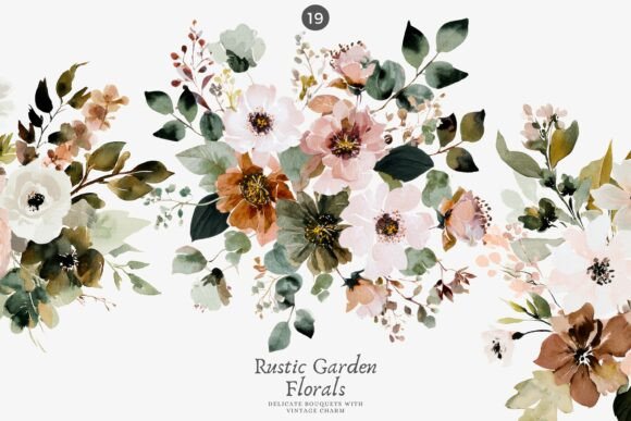 Download Rustic Floral Bouquet Clipart Set - Clipart Collection