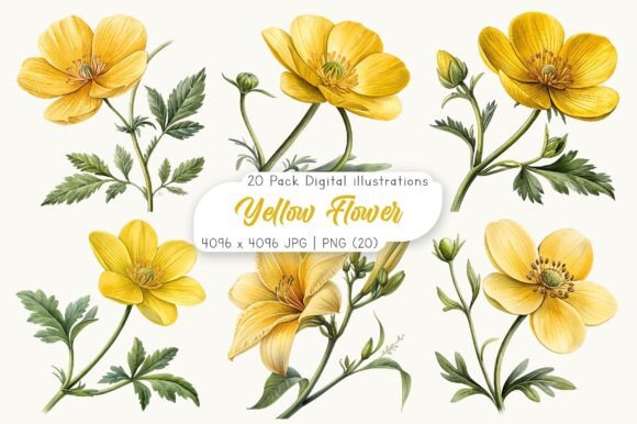 Download Watercolor Yellow Flower Clipart - Clipart Collection