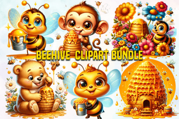 Download Beehive Clipart Bundle, Honey Bee Bundle - Beehive clipart Collection
