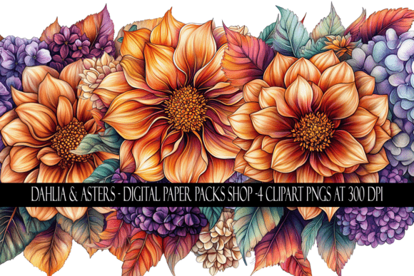 Download Fall Dahlias and Aster Flower Clipart - Clipart Collection