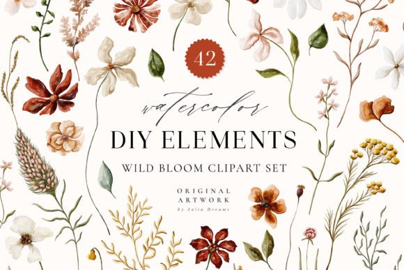 Download Wild Bloom Watercolor Digital Clipart - Clipart Collection