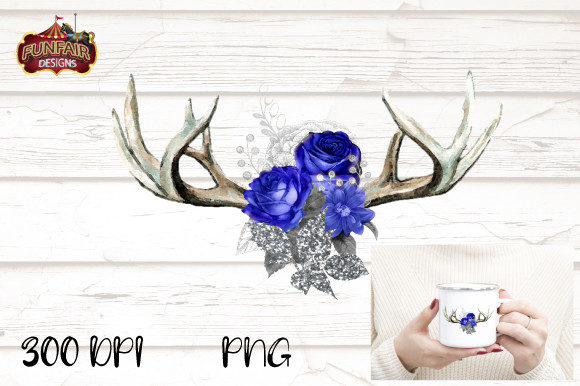 Download Boho Antlers, Purple Flowers Clipart - Clipart Collection