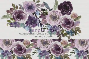 Download Purple Pink Watercolor Rose Clipart Set - Clipart Collection