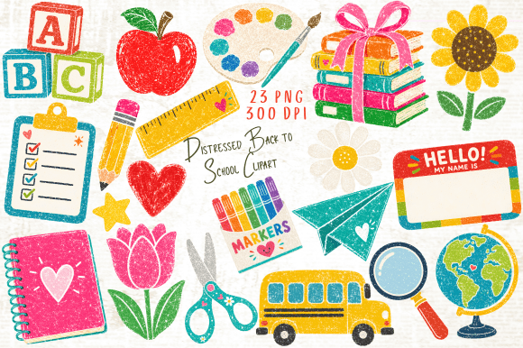 Download Distressed Back to School Clipart PNG - Clipart Collection