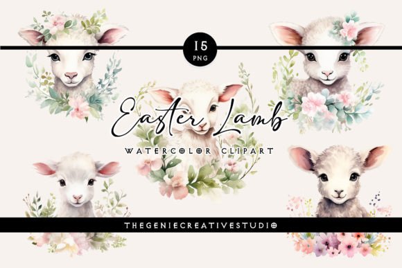 Download Watercolor Easter Lamb PNG Clipart Set - Clipart Collection