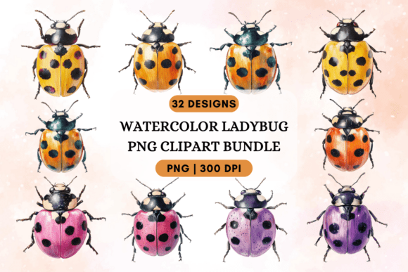 Download Watercolor Ladybug PNG Clipart Bundle - Clipart Collection