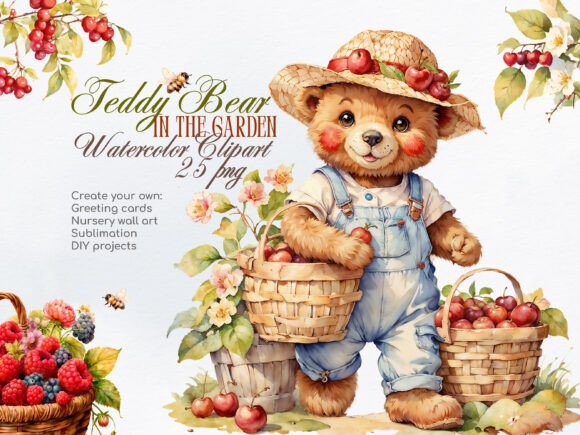 Download Teddy Bear Summer Garden Clipart Set - Clipart Collection