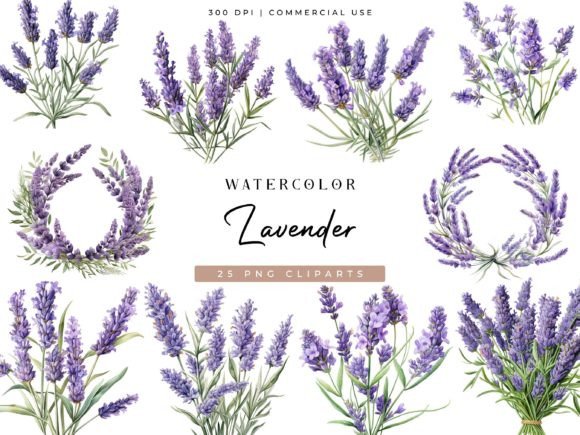 Download Watercolor Lavender Clipart Bundle - Clipart Collection