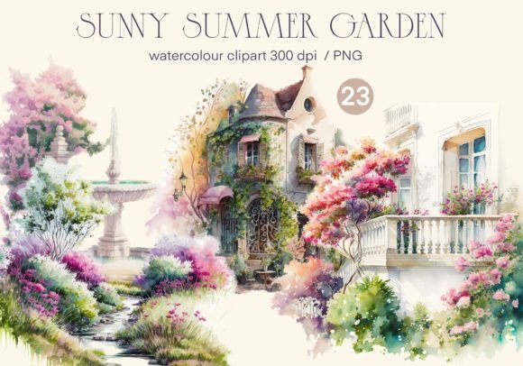 Download Sunny Summer Garden Clipart Watercolor - Clipart Collection