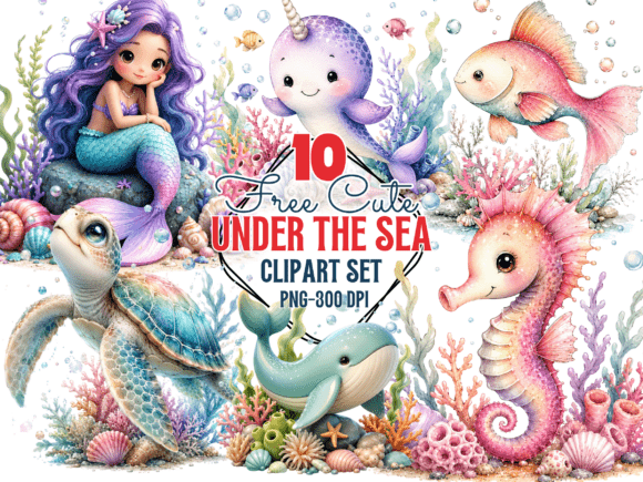 Download Cute Under the Sea Clipart, Mermaid PNG - Clipart Collection