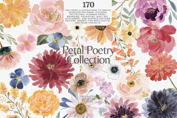 Download Romantic Watercolor Floral Clipart Bundl - Clipart Collection