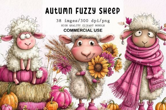 Download Cute Autumn Fuzzy Sheep PNG Clipart - Clipart Collection