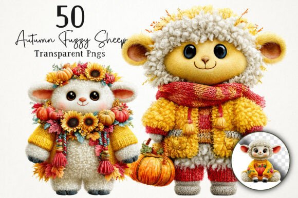 Download Cute Autumn Fuzzy Sheep PNG Clipart - Clipart Collection