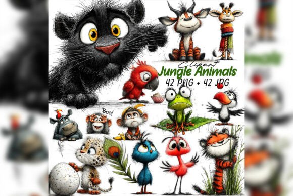Download Whimsical Baby Jungle Animals Clipart - Clipart Collection
