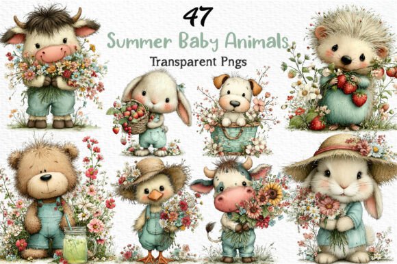 Download Whimsical Summer Baby Animals Clipart - Clipart Collection