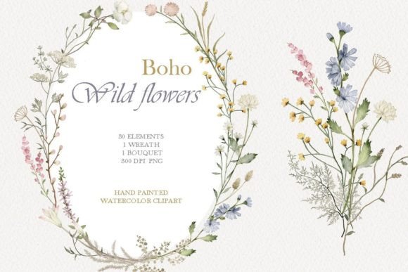 Download Wildflower Watercolor Floral Clipart - Clipart Collection