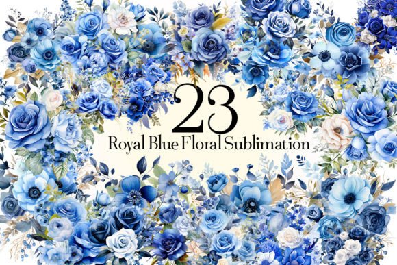 Download Royal Blue Floral Sublimation Clipart - Clipart Collection