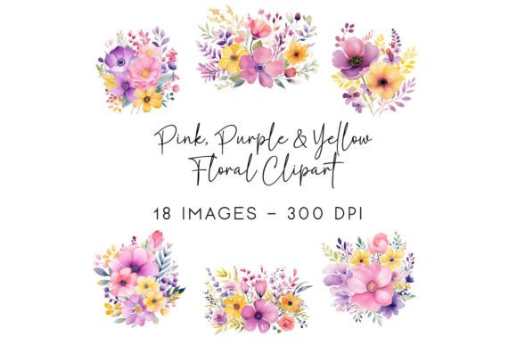 Download Pink Purple and Yellow Flower Clipart - Clipart Collection