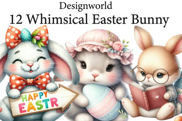 Download Whimsical Easter Bunny Clipart - Clipart Collection