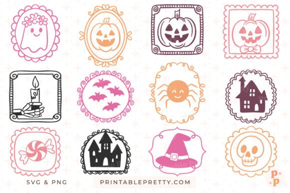 Download Spooky Doodle Frames SVG PNG Clipart - Clipart Collection