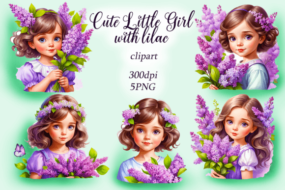 Download Watercolor Girl with Lilac Clipart - Clipart Collection